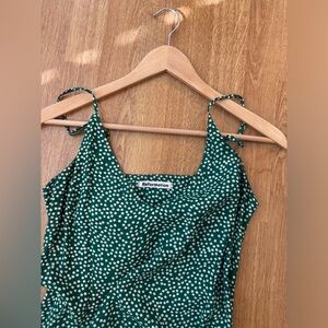 Reformation Emerald Green Ditsy Floral Slip